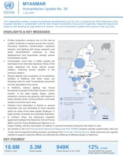 Myanmar Humanitarian Update No. 39 .